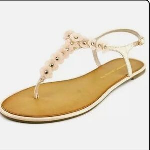 Chinese Laundry Garden Soft Pink Floral Open Gold-Stud Thong Sandals siz…